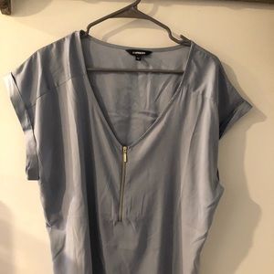Blue zip front top